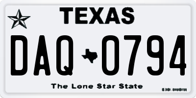 TX license plate DAQ0794