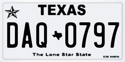 TX license plate DAQ0797