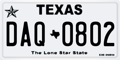 TX license plate DAQ0802