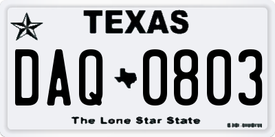 TX license plate DAQ0803