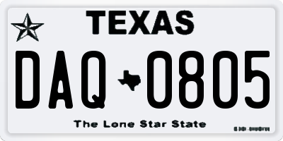 TX license plate DAQ0805