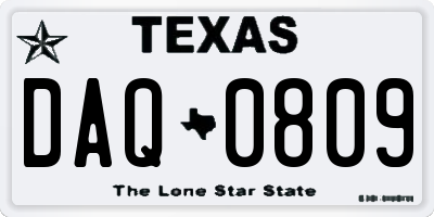 TX license plate DAQ0809