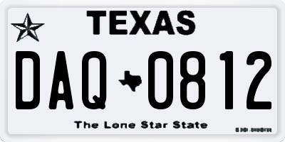 TX license plate DAQ0812