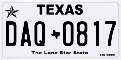 TX license plate DAQ0817