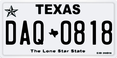TX license plate DAQ0818