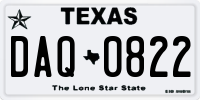 TX license plate DAQ0822