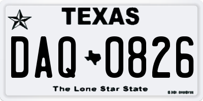 TX license plate DAQ0826
