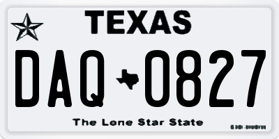 TX license plate DAQ0827