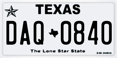 TX license plate DAQ0840