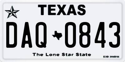 TX license plate DAQ0843