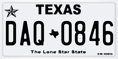 TX license plate DAQ0846