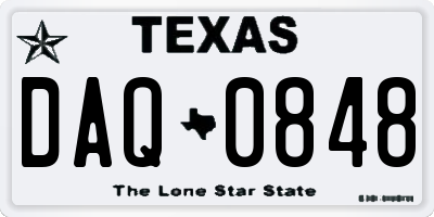 TX license plate DAQ0848
