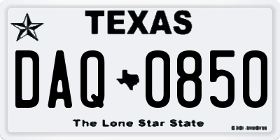 TX license plate DAQ0850