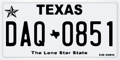 TX license plate DAQ0851