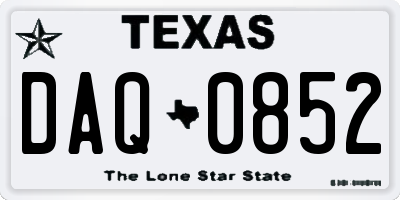 TX license plate DAQ0852