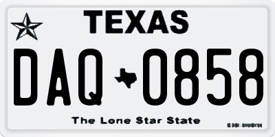 TX license plate DAQ0858