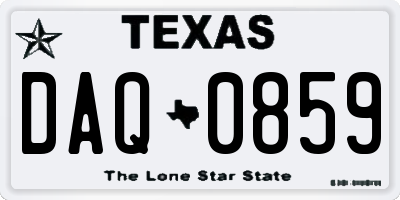 TX license plate DAQ0859