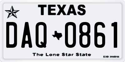 TX license plate DAQ0861
