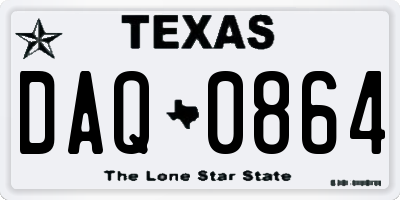 TX license plate DAQ0864