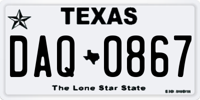 TX license plate DAQ0867