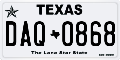 TX license plate DAQ0868