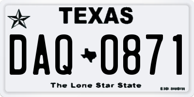 TX license plate DAQ0871
