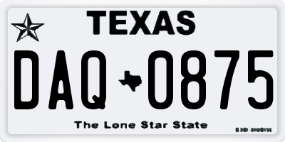 TX license plate DAQ0875
