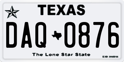 TX license plate DAQ0876