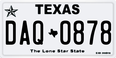 TX license plate DAQ0878