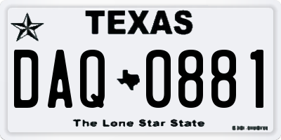 TX license plate DAQ0881