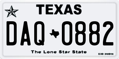 TX license plate DAQ0882