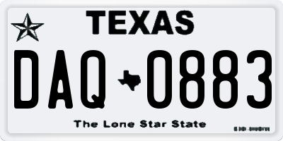 TX license plate DAQ0883