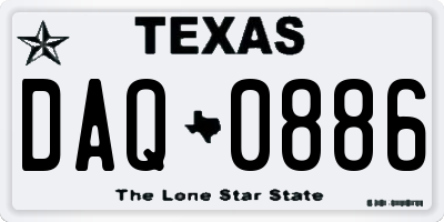 TX license plate DAQ0886