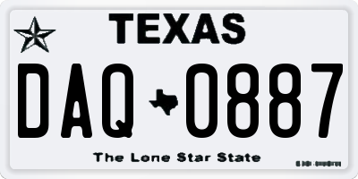 TX license plate DAQ0887