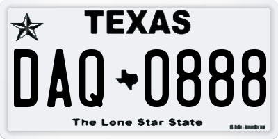 TX license plate DAQ0888