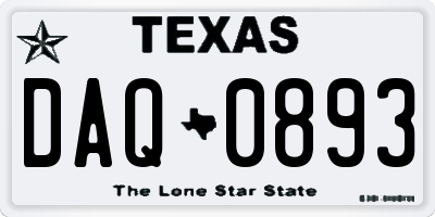 TX license plate DAQ0893
