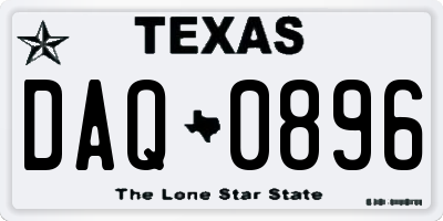 TX license plate DAQ0896