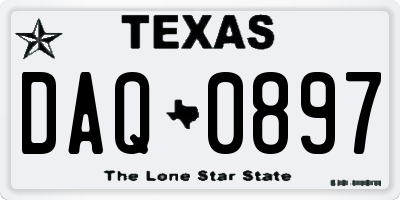 TX license plate DAQ0897