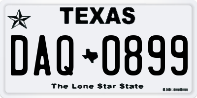 TX license plate DAQ0899
