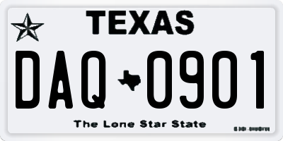 TX license plate DAQ0901