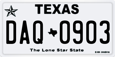 TX license plate DAQ0903