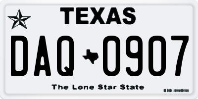 TX license plate DAQ0907
