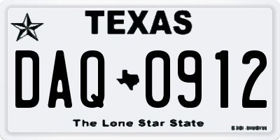 TX license plate DAQ0912