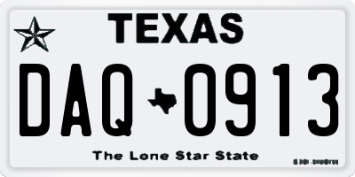 TX license plate DAQ0913