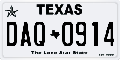 TX license plate DAQ0914