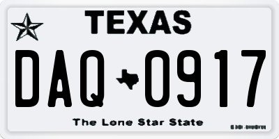TX license plate DAQ0917
