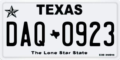 TX license plate DAQ0923