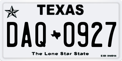 TX license plate DAQ0927