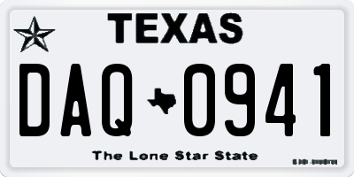 TX license plate DAQ0941