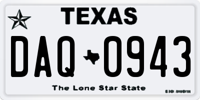 TX license plate DAQ0943